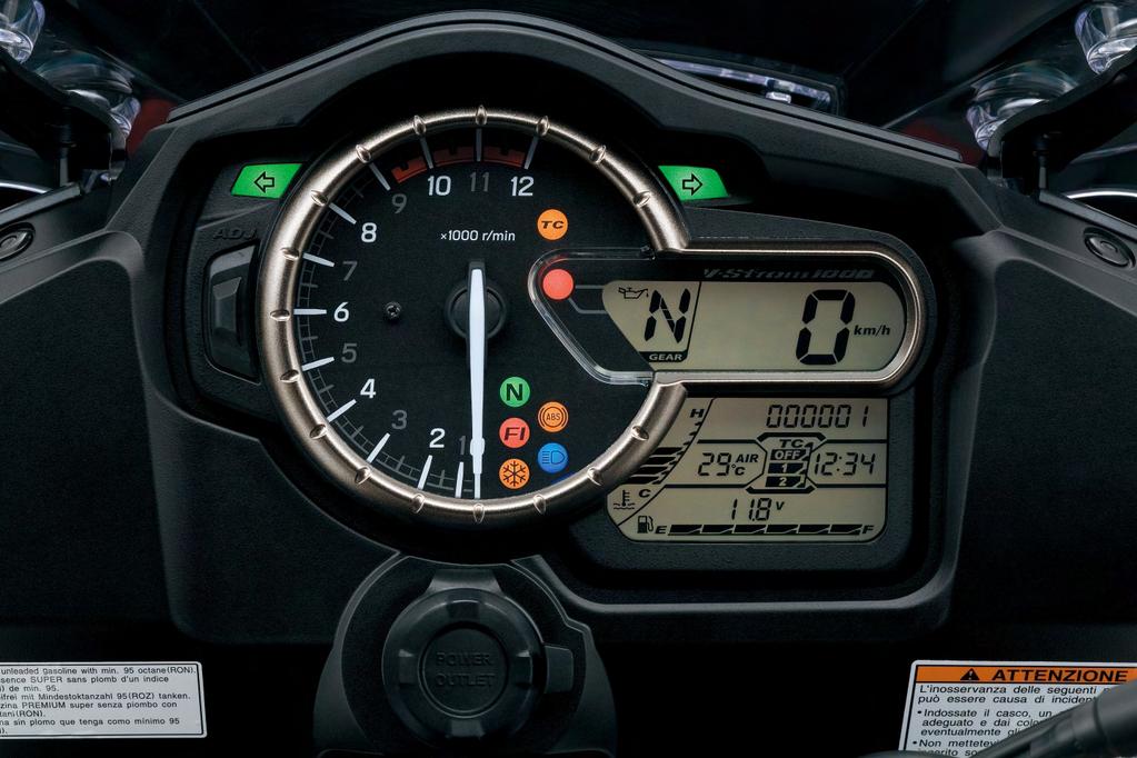 Instrument Cluster Analogue tachometer A 12v DC outlet is located below