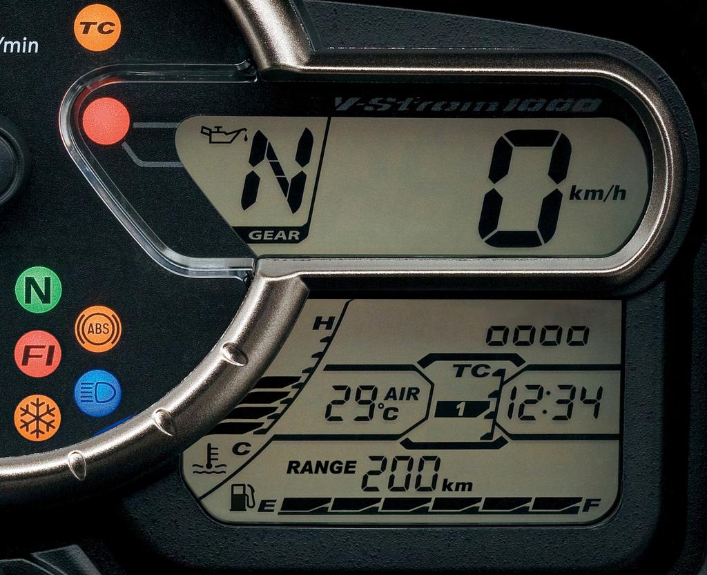 Instrument Cluster Brightness adjustable LCD readouts: Speedometer Gear position Tripmeters (2) Coolant temp.