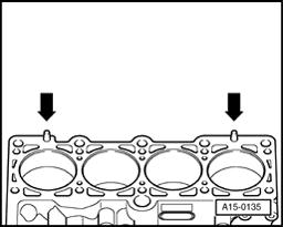 Note: Pay close attention to pilot pins (arrows) in engine block.
