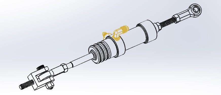 Howe Slave Cylinder Assembly should appear as shown: 37. Attach Clevis Anchor Assembly to Clutch Fork. Assure that width of Anchor is aligned with width of Clutch Fork, as shown.