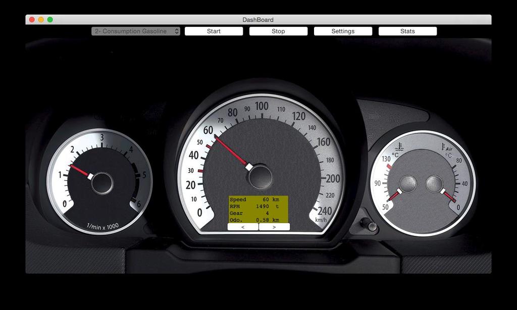 20 The Dashboard window This function is accessible from the Special / Dashboard menu enabling you to make consumption measurements for petrol and LPG vehicles only.