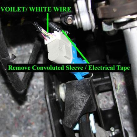 You will note the 4 wire connector attached to the brake pedal switch. violet/red, black/blue yellow/green, and violet/white.