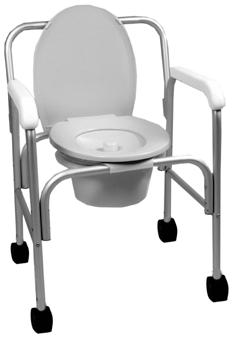 1974 OCELCO Aluminum Wheeled Commode with Plastic Armrests Features: Anodized aluminum frame. Back easily removes, tool free.