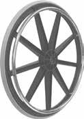 Wheels Black Mag Visit us online WheelchairParts.com for additional products & options 24" x 1" 8 Spoke Black Mag, Solid Grey Urethane Tire with 3/4" Handrim.