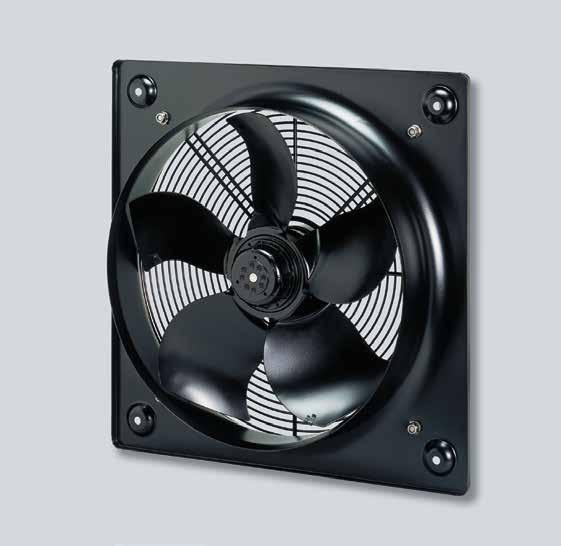 Plate mounted axial flow fans manufactured from high grade galvanised steel and provided with a Sickle