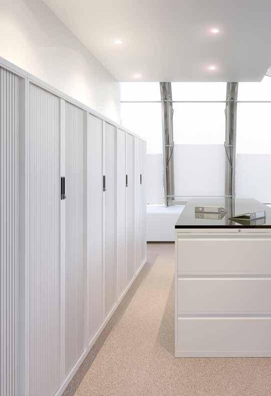 Tambours Tambours offer the versatility of a cupboard but with space saving doors. Tambours are great for when space is a premium.