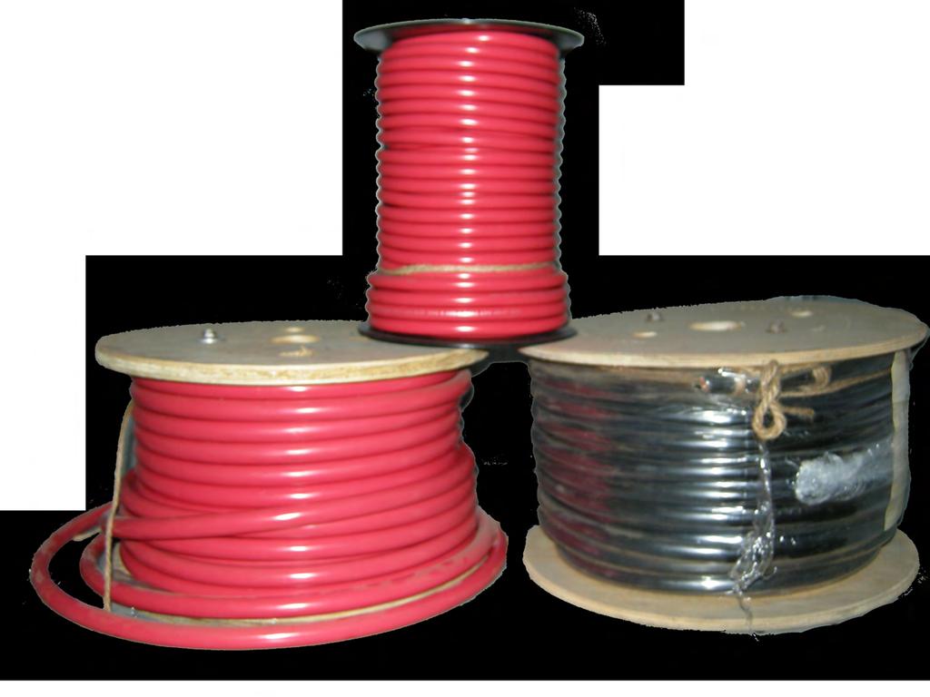 Made in the USA Starter Cable Available in 6 gauge to 3/0 gauge Assorted colors available 6 Gauge 04600 Red 25 Spool 04601 Black 25 Spool
