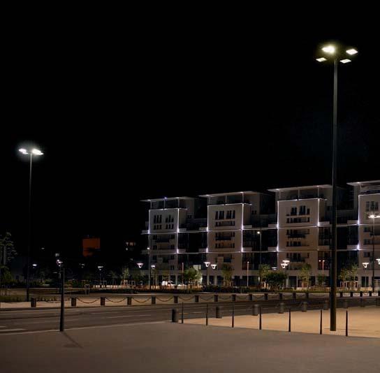 project with Olsys street and Olsys Illumination covering the façade to car park and access roads. Olsys Flood/Area can also be used in indoor halls.