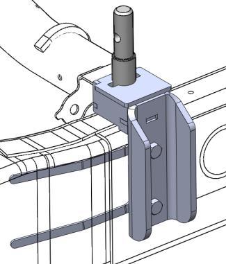 Set the hitch on the Industry Standard Mounting Rails by centering the tabs on the bottom of the hitch into the slots on