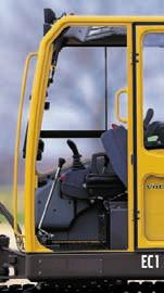 A very high level of comfort and safety COMPACT EXCAVATOR Safe access to the operator's cab To facilitate access to the operator's cab, the cab door offers a