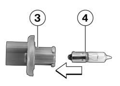 8 130 z Maintenance Press bulb 4 into bulb housing 3 and remove by turning it counter-clockwise. Replace the defective bulb.