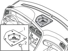 5 Applies to cars with a centrally mounted loudspeaker Remove the four screws in the loudspeaker (1) Lift