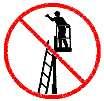 Do not place ladders or scaffolds in the platform or against any part of this machine. Do not place or attach overhanging loads to any part of this machine.