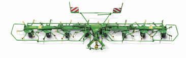 82/8 KRONE rotary tedder in operation: Even at these larger working widths, KRONE rotary tedders leave behind a perfect