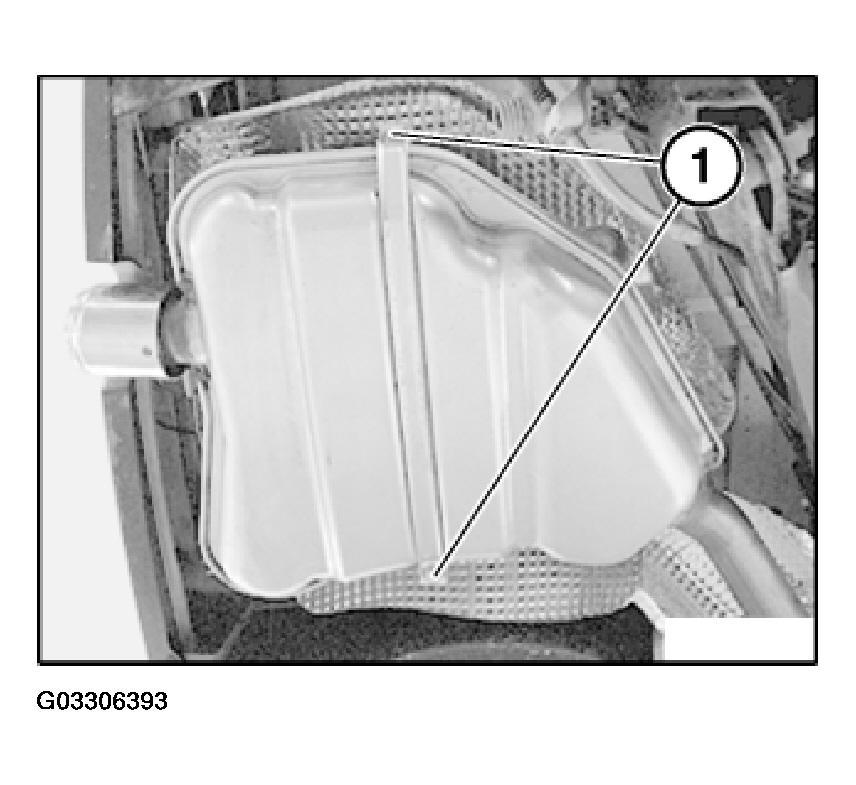 Fig. 8: Identifying Rear Muffler Bracket Retaining Screws Release screws (1) on reinforcement plate. Lower exhaust system carefully. Remove the exhaust system with the assistance of a second person.