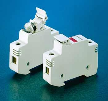 Blocks and Holders Fuse Blocks, Holders and Accessories POWR-SAFE Dead Front Holders Features/benefits Meets Dead Front requirements and IEC Type IP20 Protection Mountable on 5mm Din Rail Blown fuse