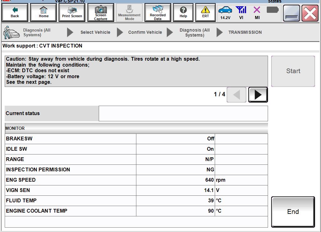 The CVT inspection screen is displayed starting on screen 1 of 4 (Figure 6).
