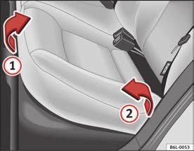 118 Seats and storage compartments Rear seats Folding down rear seats Folding seat down Remove the head restraint page 115. Pull the front edge of the seat cushion fig.