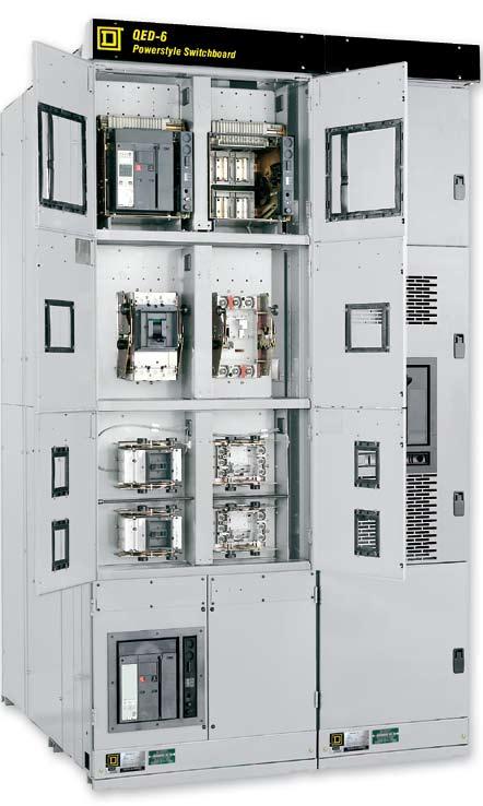 QED-6 Rear Connected with Masterpact NW & NT and PowerPact H-, J- & D-Frame Circuit Breakers Compartmentalized circuit breaker construction High-density mains (1/2 section) Thru-the-door operation