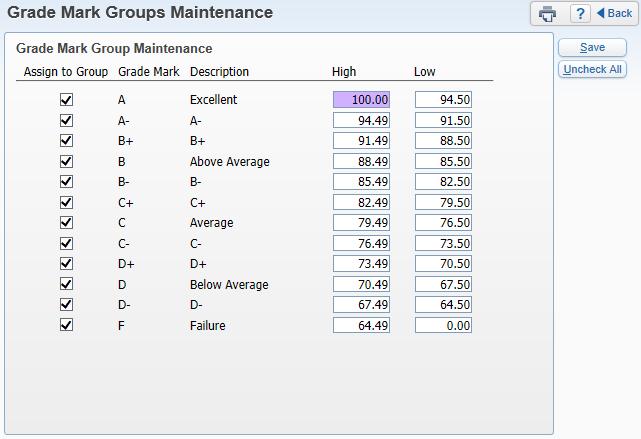 You can select the Grade Marks and enter the grading scale.