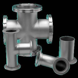 Crosses are also used as junction adapters between different tubing sizes or flange types. These fittings are available in all ISO sizes and flange types.