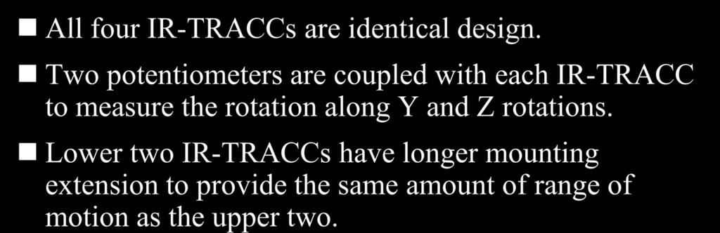 IR-TRACC Instrumentation All four IR-TRACCs are