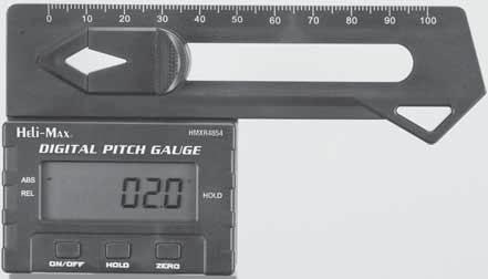 INTRODUCTION Thank you for purchasing the Heli-Max Digital Pitch Gauge. This product is intended to measure the angle on the helicopter s main and tail rotor blades during setup.