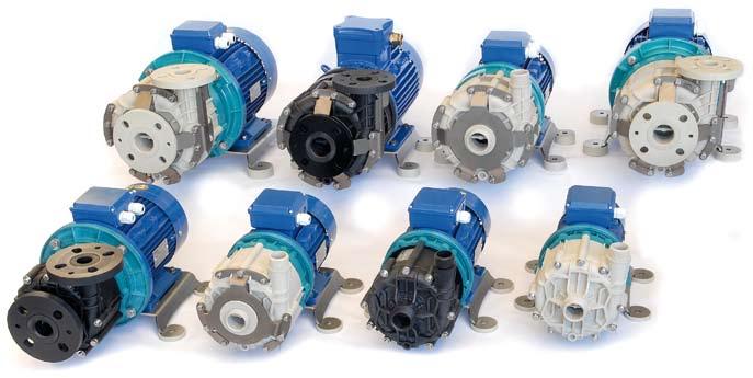 gravity 1 kg/dm2 pt View of Route range pumps in different materials and constructions.
