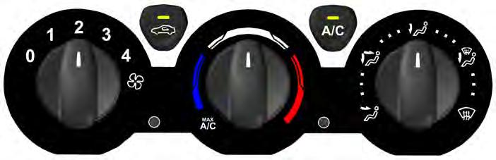Climate Control MANUAL CLIMATE CONTROL A B C D E E147011 A B C D E Fan speed control: Controls the volume of air circulated in your vehicle. Adjust to select the desired fan speed or switch off.