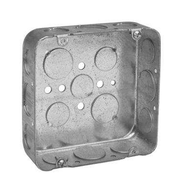 Steel Square Boxes 4 11 /16 SQUARE OUTLET BOXES & COVERS Applications: For use with conduit For use in commercial and industrial applications, where larger sized conductor or wiring devices are