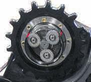 using an oversized bearing in line with the drive sprocket and