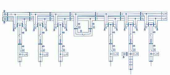 Double busbar This circuit is the most common circuit version for important key-point substations, power plant supply,