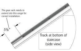 NOTE: If you are cutting the track, also cut the upper gear rack so it ends 6 from the upper end of the track.