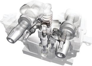 Due to dimensional requirements in component assembly, the four roller rocker arms differ in size and shape.