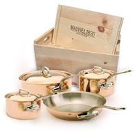 5mm Steel Cookware Set, 5 pieces, cast stainless steel s, wooden crate Steel Cookware Set, 5 pieces, cast iron s Steel Cookware