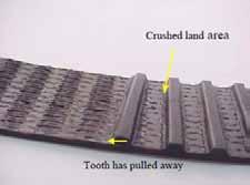 often exhibit a high degree of belt land and tooth flank wear. Worn areas frequently have a polished appearance.