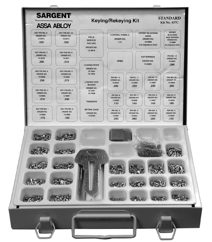 Conventional, Signature and LFIC (Removable) Core Keying Kits and Depth Key Sets 437C Conventional Keying Kit Includes the brass pins, springs and tools needed to rekey SARGENT conventional, XC