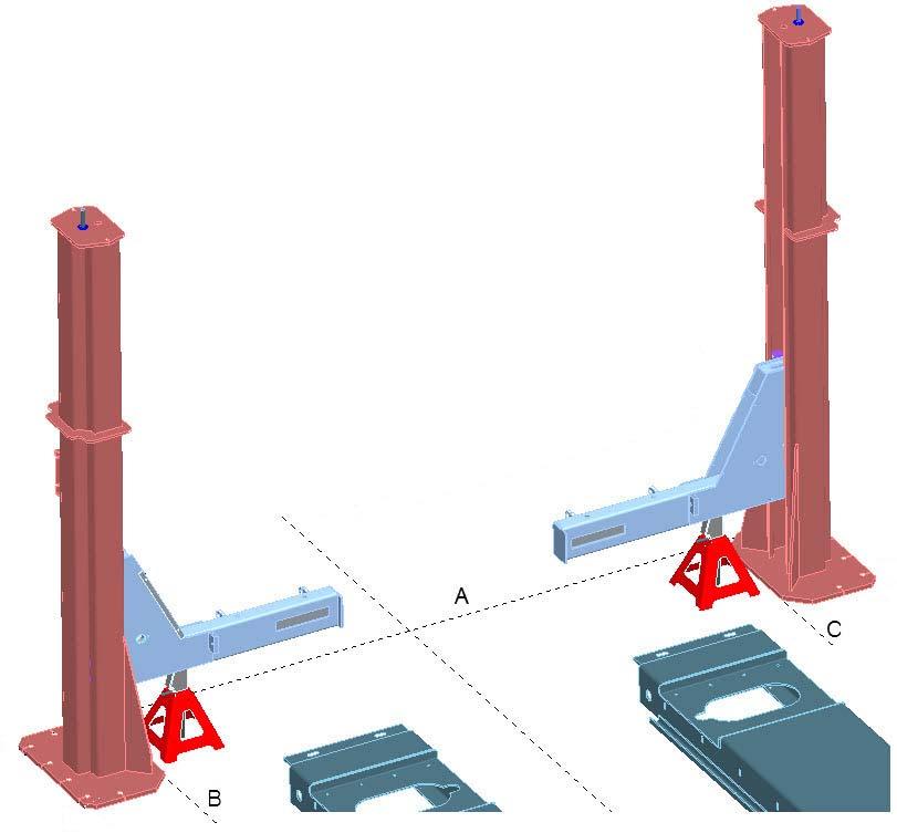 Support front cross-member with a jack stand as shown (Fig.10). Stand should be placed close to tower.