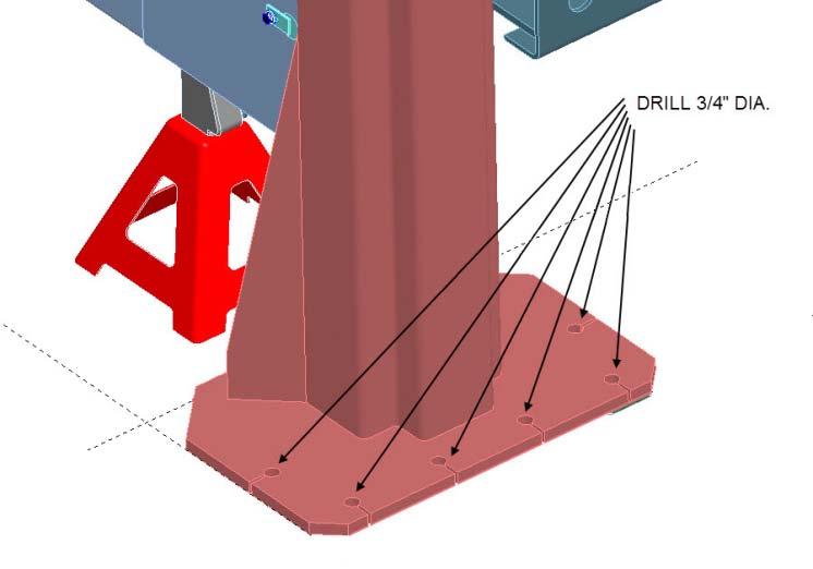 6.4 ANCHOR FRONT TOWERS Prior to installing anchors, assemble the nut and washer onto anchors. A minimum of six threads must be visible below the surface of the nut.