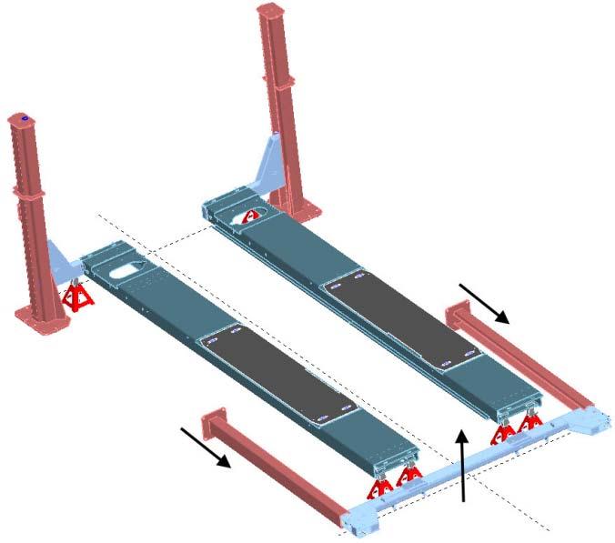 Figure 23 Depending on the layout chosen for rear towers and cross-member, insert the cross-member in