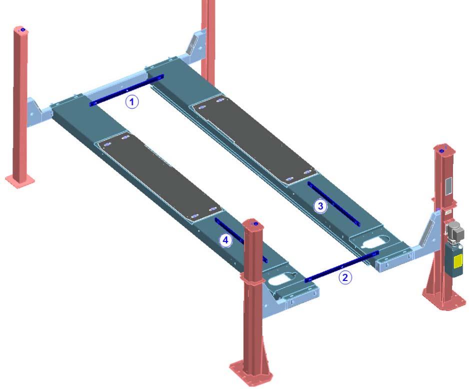 Use shims under tower base plate, as needed. 6.22.2 Leveling Safety Ladders: Raise the lift to a comfortable working height using the hydraulic power pack. Lower the lift onto the nearest safety.