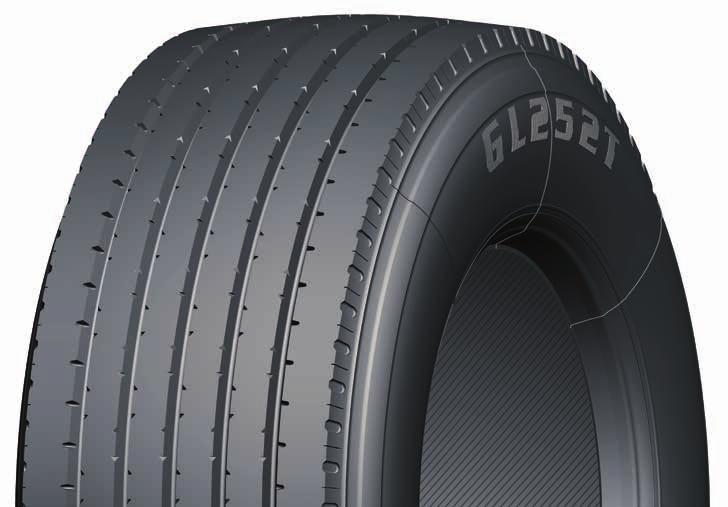 shoulder of the tyre prevents irregular wear Low rolling resistance design reduces the fuel consumption of the vehicle giving lowers running costs GL252T Trailer-Position Radial Special compound