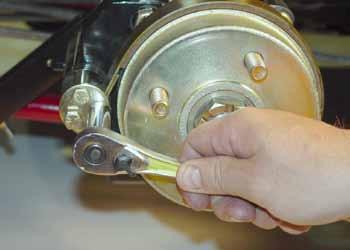 Install the brake band around the wheel hub (Fig. 108). Brake Shaft Removal (Pro Series) 1.