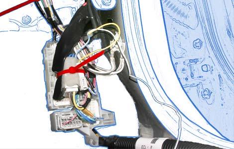 k) Secure the 13P Connectors to the Vehicle Harness with 1 Wire Tie. l) Secure the 1P Male RES Diagnostic Connector and the V4 Harness to the Vehicle Harness with 1 Wire Tie.