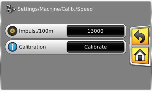 Speed calibration Fig. L72 On this screen there are two alternatives: 1. Direct encoding of a known value 2. Automatic calibration by driving 100 meters. L72 Header height adjustment Fig.