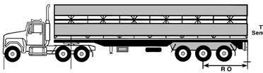 Tractor semi-trailer Rear overhang (RO) a) the