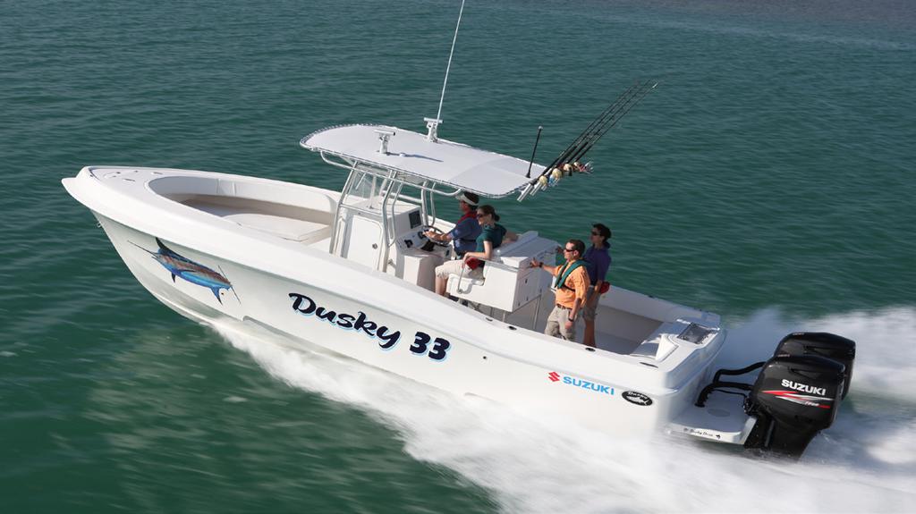 DUSKY 33 OPEN FISHERMAN The Dusky 33 affords plenty of room for the entire