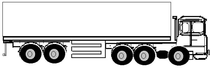 METRE () 40 tonnes MAIMUM WEIGHT Distance measured from kingpin to centre of rearmost axle A COMBINATION OF AN APPROPRIATE MOTOR VEHICLE WITH A TWO ALE APPROPRIATE SEMI- TONNES PER METRE () 42 tonnes