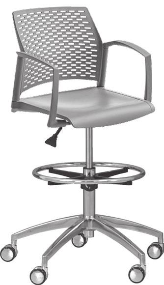 REWIND SWIVEL SERIES POLYPROPYLENE SHELL SWIVEL CHAIRS WITH HIGH CHAIR KIT DIMENSIONS H8 H8 with Arms H10 H10 with Arms Seat Width: 17.5" 19.75" 17.5" 19.75" Seat Depth: 18" 18" 18" 18" Seat Height: 21.