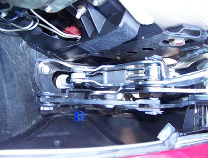 Inspection for leaks: The main lift cylinders are located at the bottom of the soft top storage well.